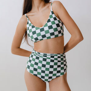 Check Mate Ruched High-Waisted Bottoms