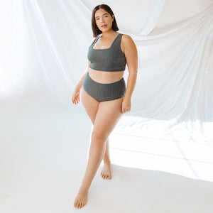 Black Checkers Olivia Swim Crop