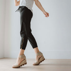 Jetsetter joggers shown from the side can be dressed up or down